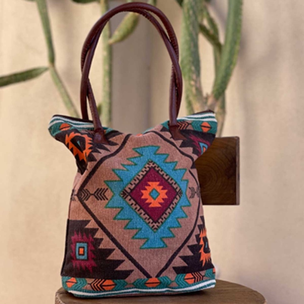 👜 NWT - Autumn Lake Tote - Turquoise - Brown - Large Shopping Tote Bag